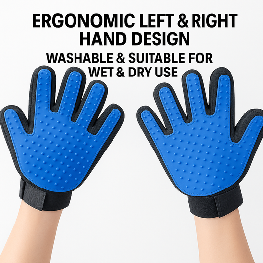 Silicone Pet Grooming Gloves – Effortless Hair Removal & Gentle Massage