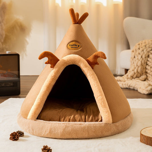 Extra Thick Cat Tent for Winter with Pet Bed