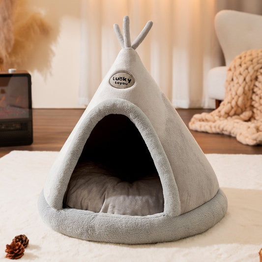 Extra Thick Cat Tent for Winter with Pet Bed
