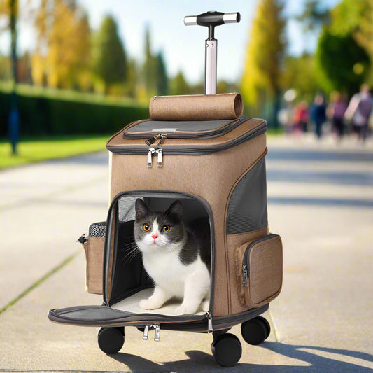 Pet Foldable Trolley & Backpack with Wheels